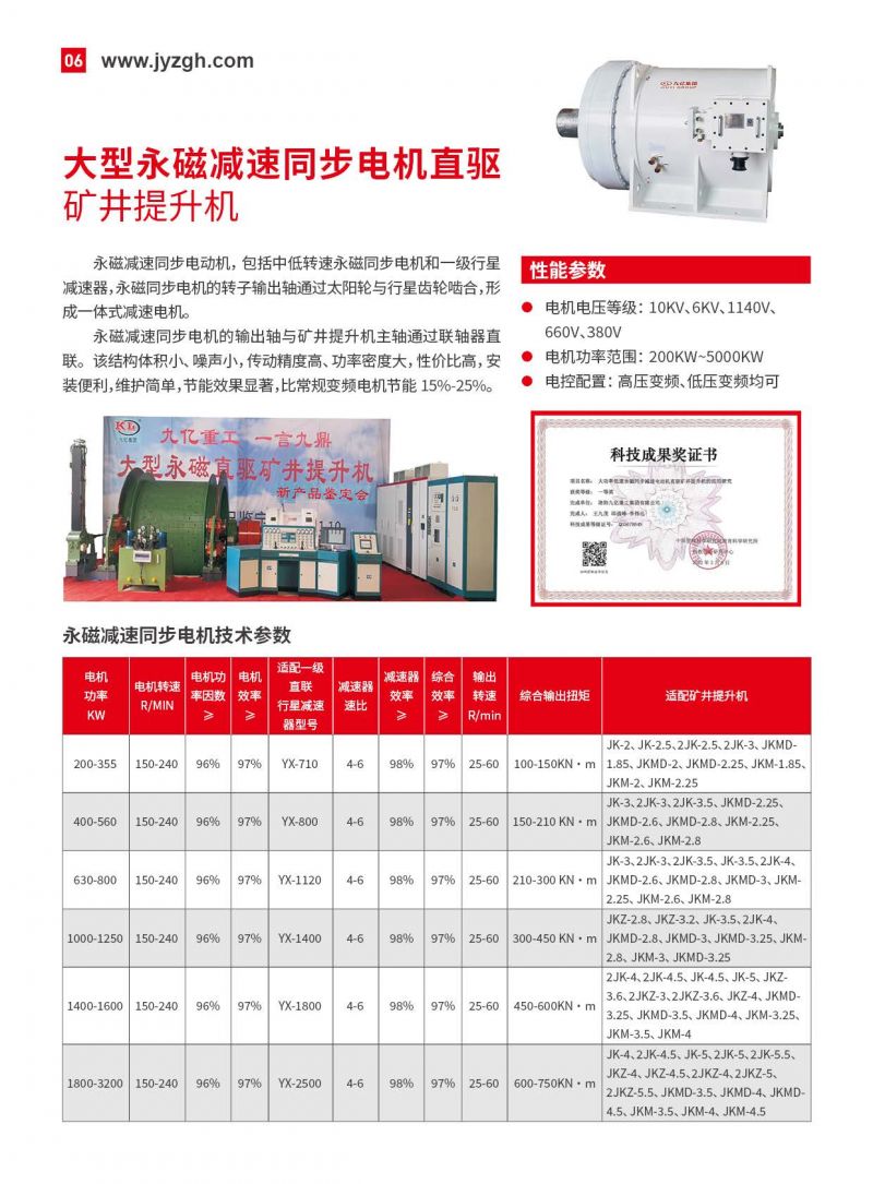 大型永磁同步減速電機直驅礦井提升機